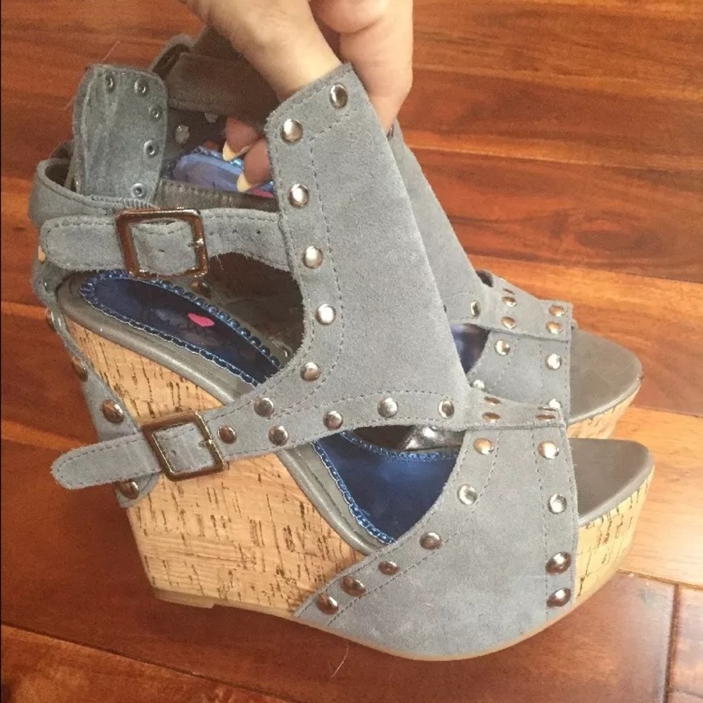 Luichiny Trendy Sexy Platform Wedge Shoes Grey 6.5